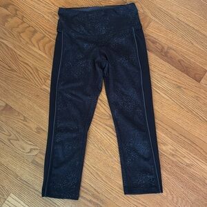 Brooks Running Womens Capri Black Gray Marble Leggings Size XS